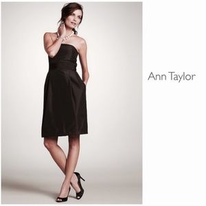 Ann Taylor Strapless Black Dupioni Silk Dress 4